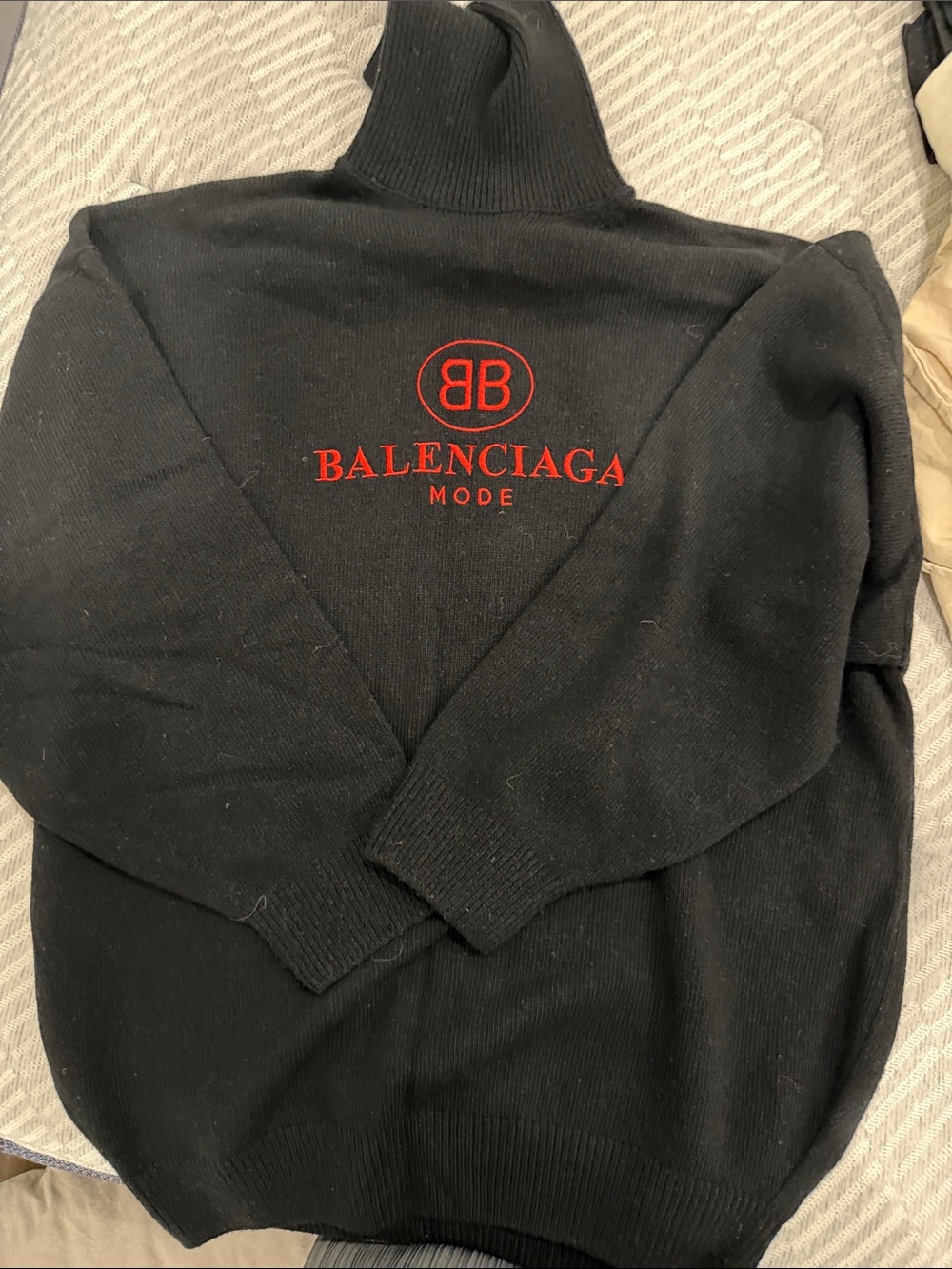 Balenciaga Black Crewneck with Red Mode Logo